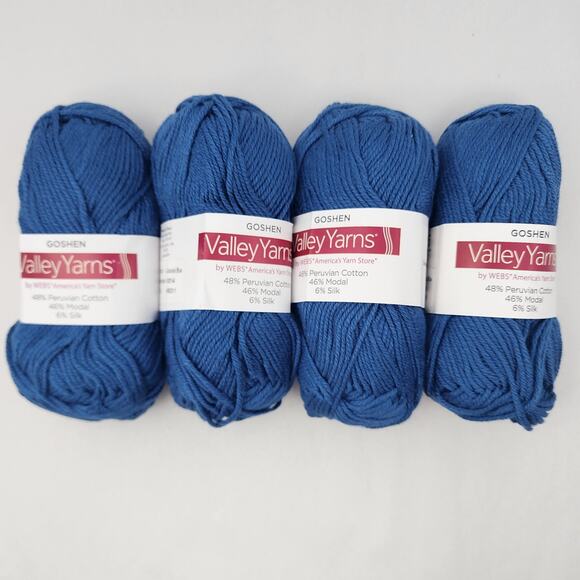4 Valley Yarns Goshen Colonial Blue 0014, 92 Yards 50 g. Cotton Modal Silk NWT - Picture 1 of 6